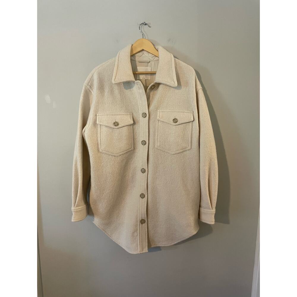 Aritzia Wilfred Free 100% Merino Wool The Ganna Shacket Shirt Jacket NWOT L